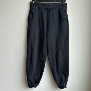 Lululemon Relaxed High Rise Jogger Cotton Terry Large Logo Black Size 6